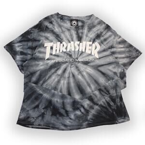 Blue Tie Dye Thrasher Graphic Tee.